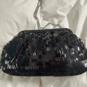 June Sequin Frame Clutch.